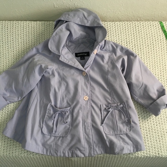 LONDON FOG LIGHT PURPLE BUTTON JACKET WITH POCKETS AND BOWS SIZE SMALL 4